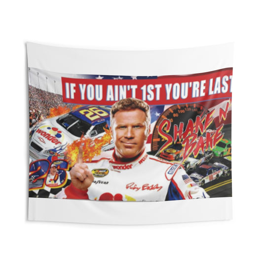 Racing-Themed Indoor Wall Tapestry - "If You Ain't 1st You're Last" Motivational Decor
