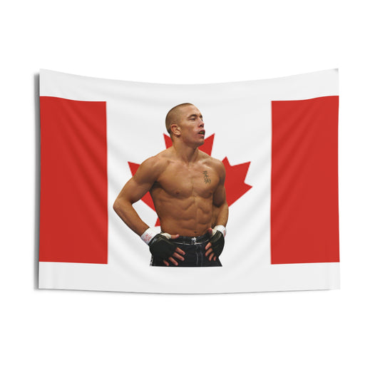 Canada Flag Wall Tapestry featuring Canadian Fighter - Perfect for Sports Fans