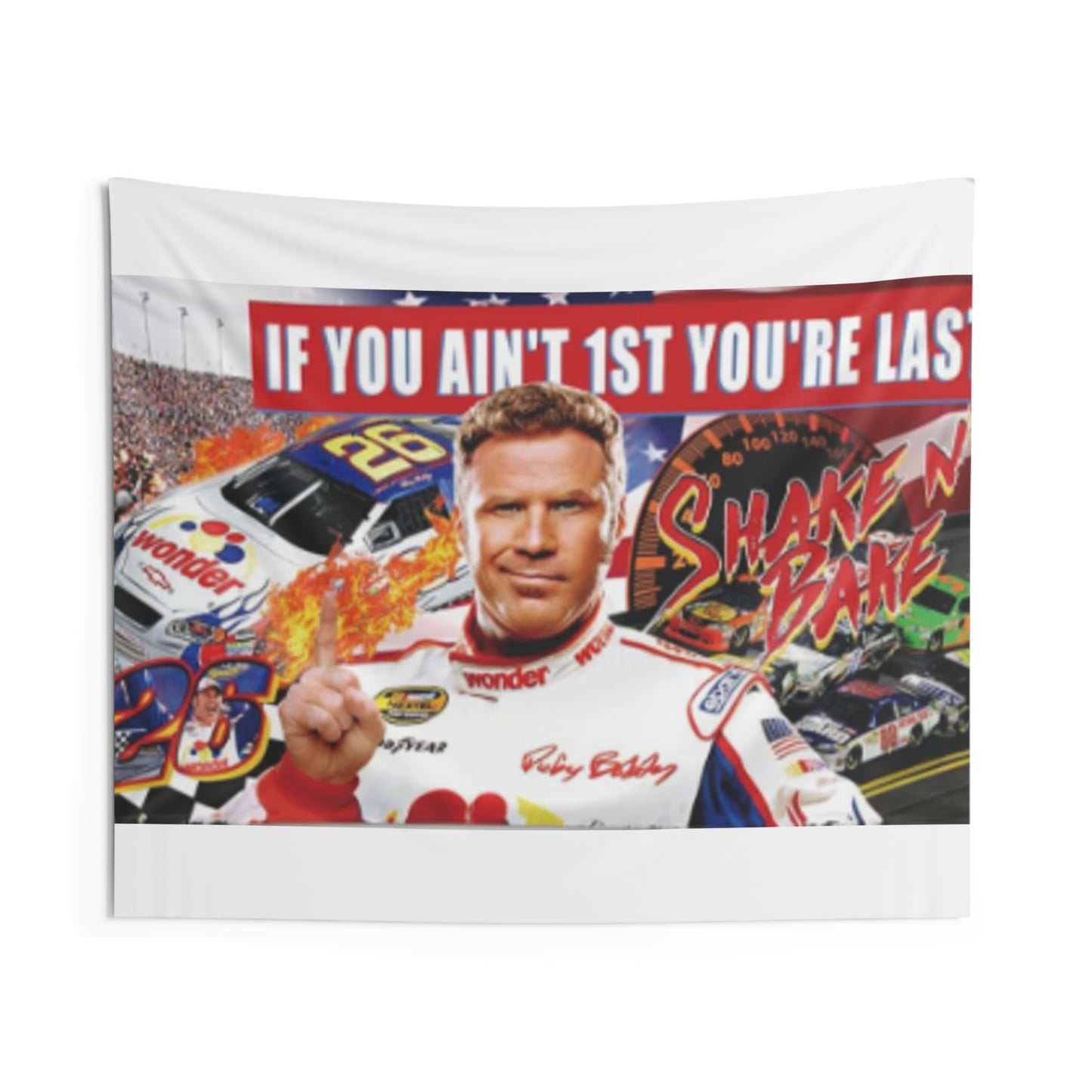 Racing-Themed Indoor Wall Tapestry - "If You Ain't 1st You're Last" Motivational Decor